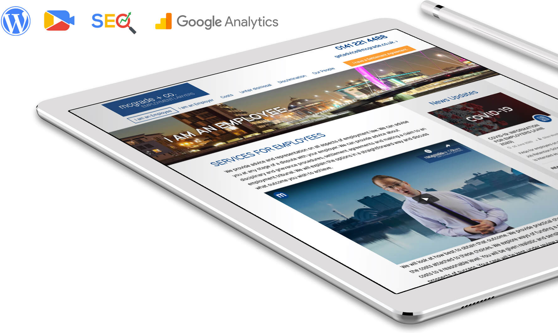 solicitor website on apple ipad tablet