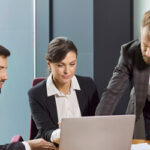 Law firm team reviewing enquiry tracking and intake management system